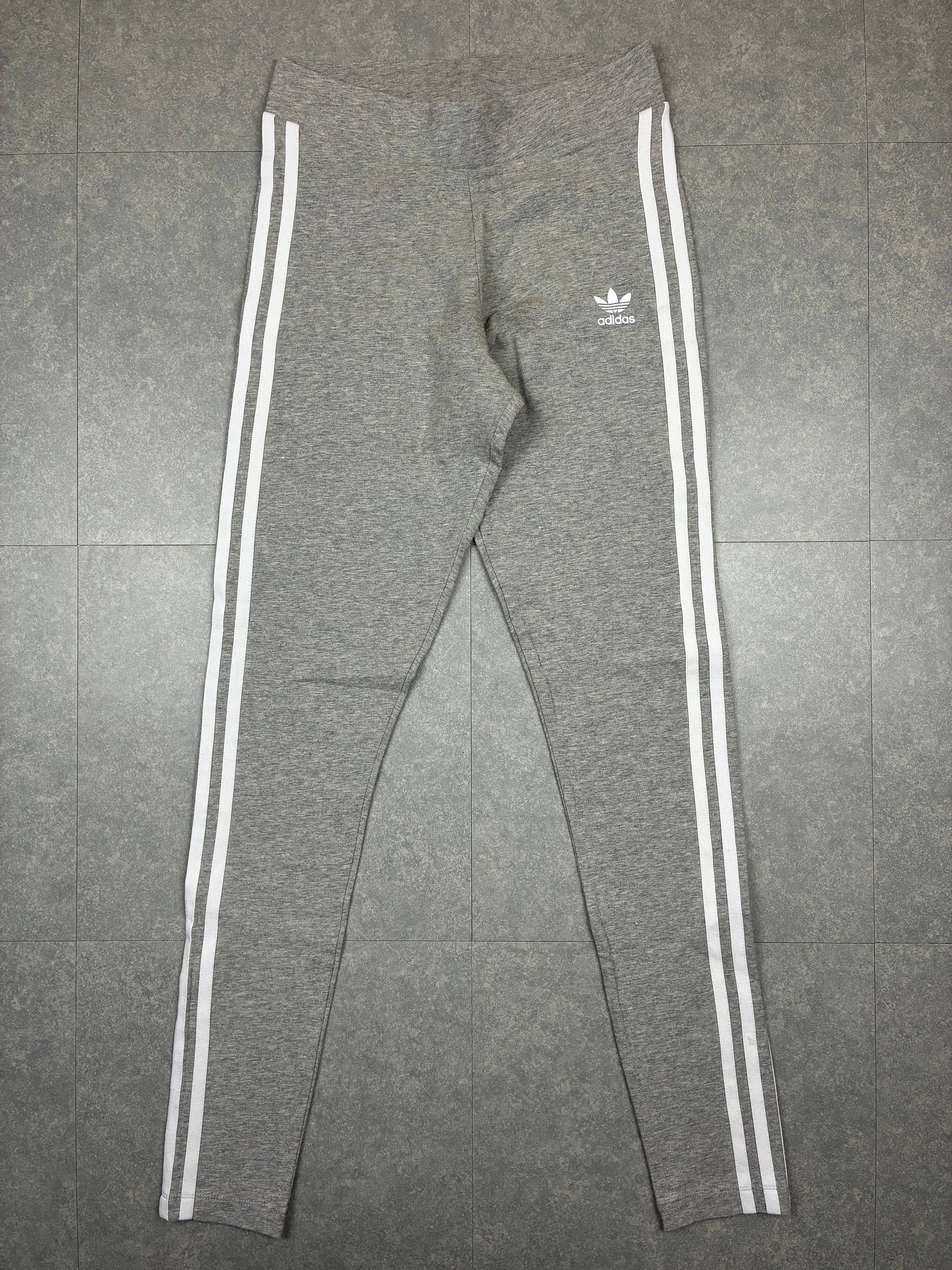 Leggings Adidas grigio con righe bianche - Taglia XS