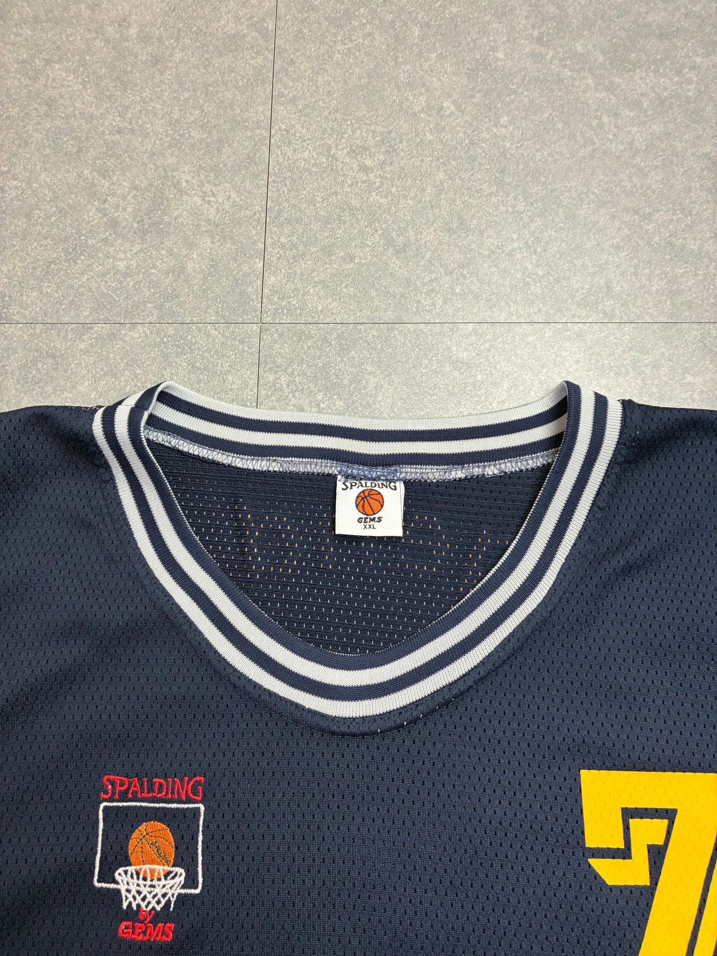Canotta Basket Vintage Spalding Team Bergheim N.7 Blu Navy - Taglia XXL, come nuova