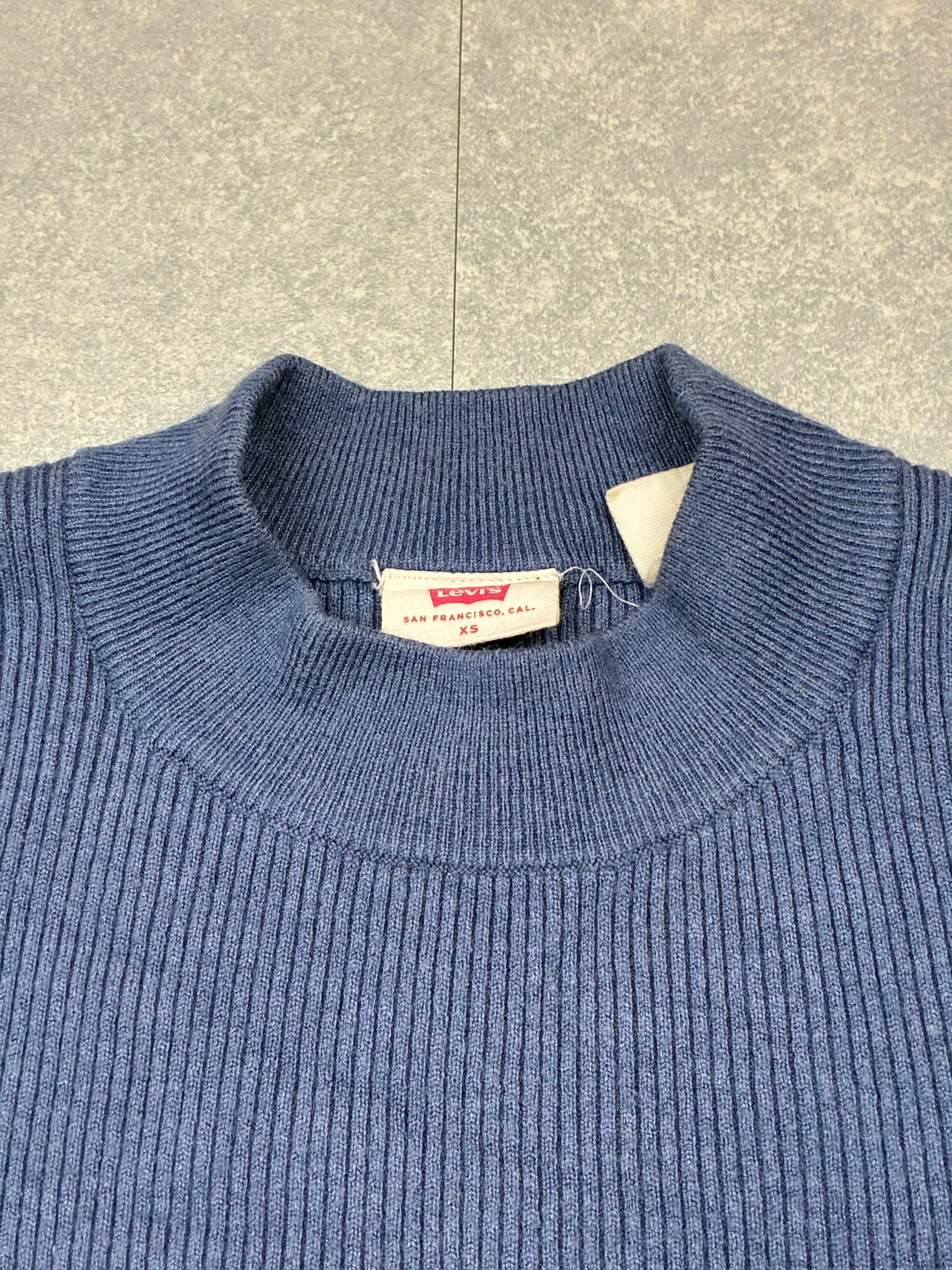 Maglione Levi’s® blu navy a coste con logo rosso — taglia XS