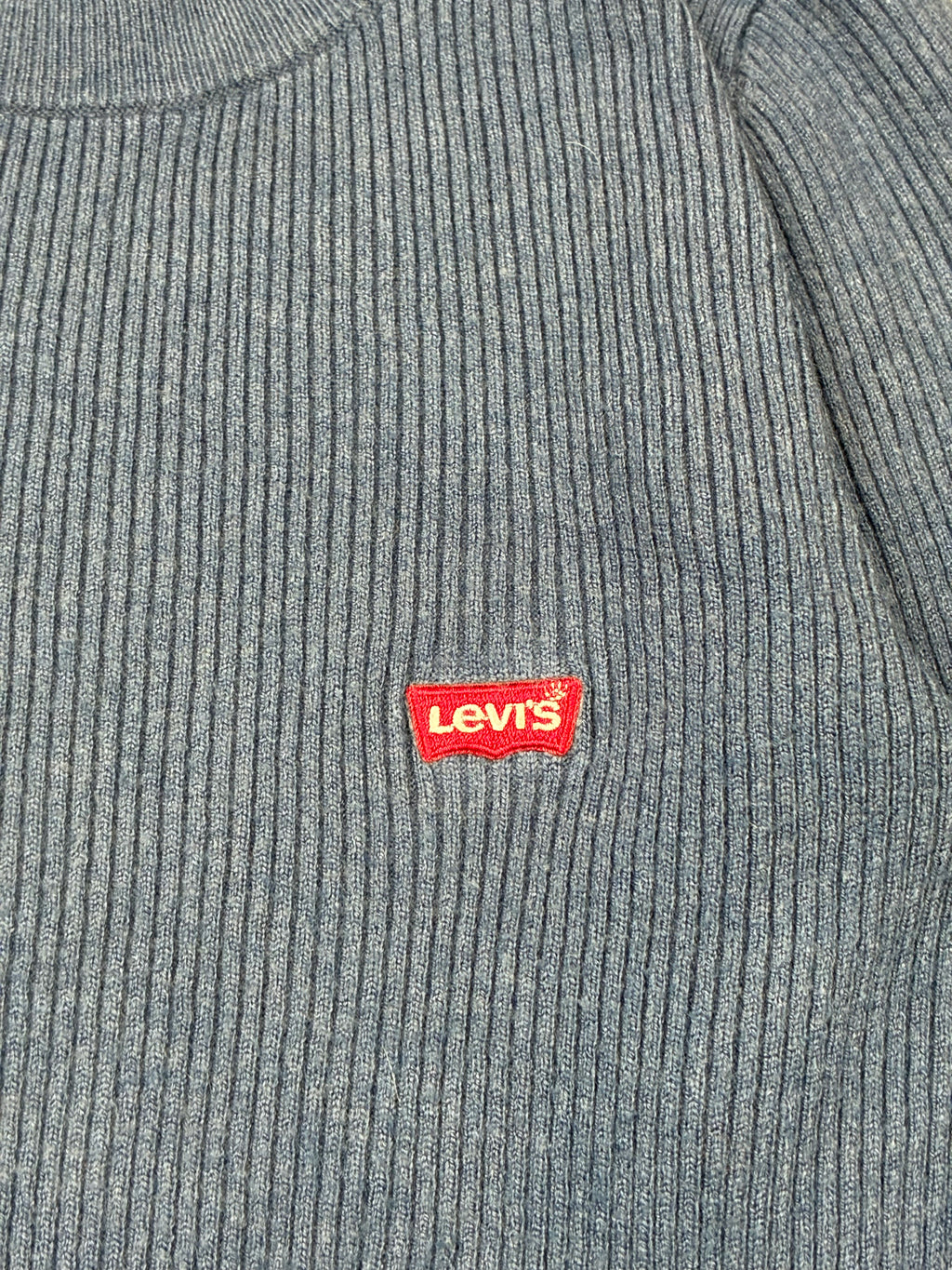 Maglione Levi’s® blu navy a coste con logo rosso — taglia XS