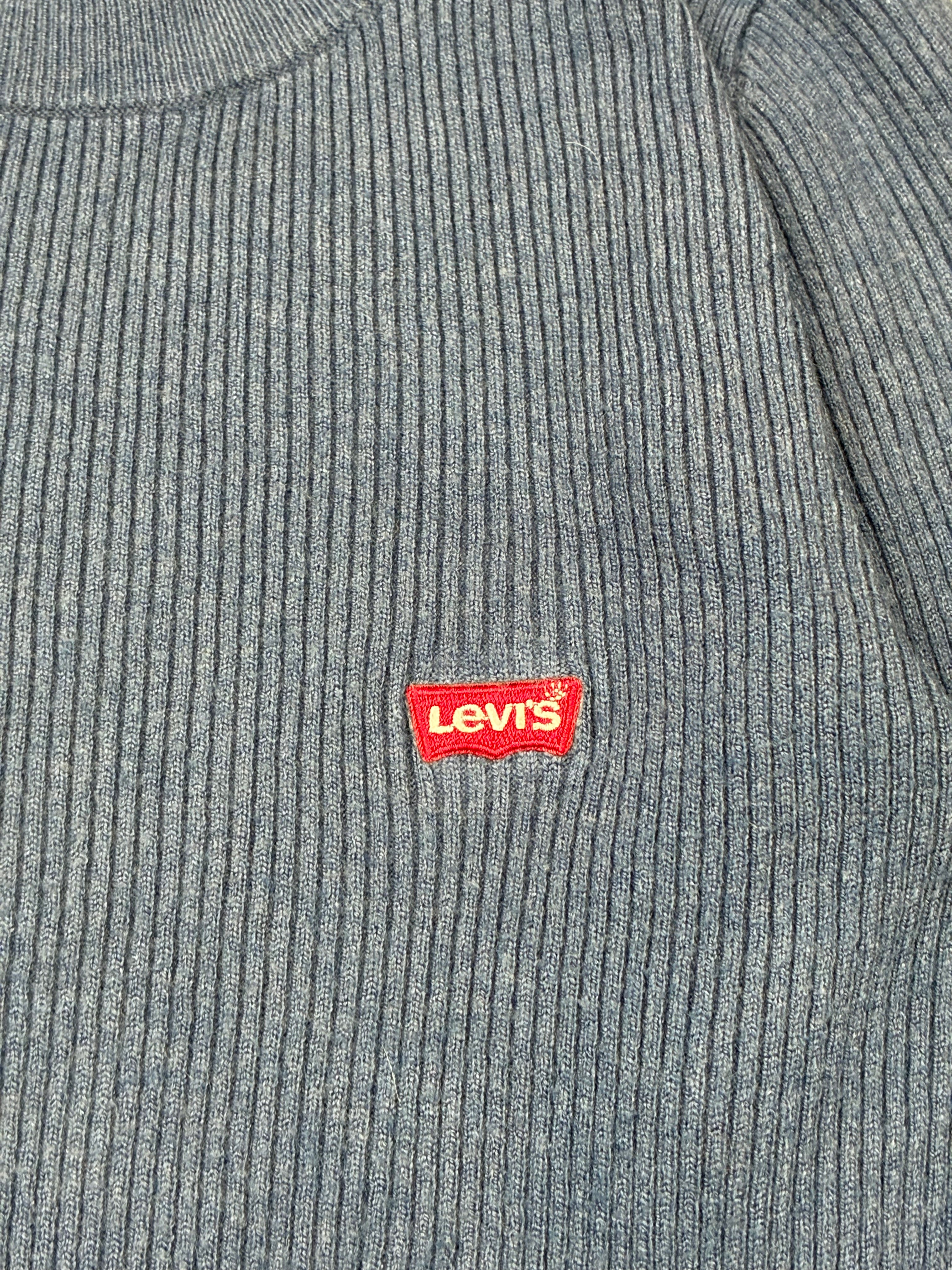 Maglione Levi’s® blu navy a coste con logo rosso — taglia XS