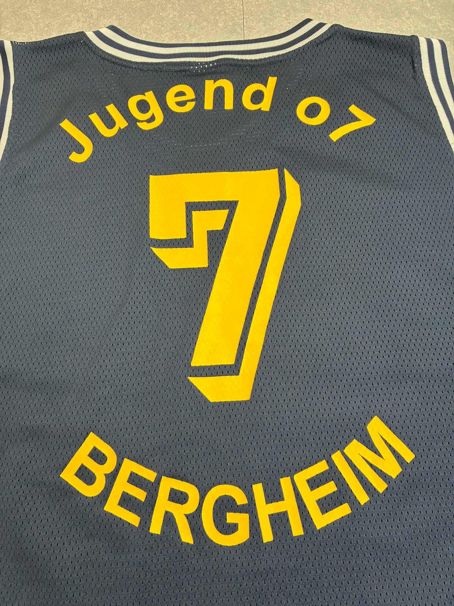 Canotta Basket Vintage Spalding Team Bergheim N.7 Blu Navy - Taglia XXL, come nuova