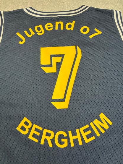 Canotta Basket Vintage Spalding Team Bergheim N.7 Blu Navy - Taglia XXL, come nuova