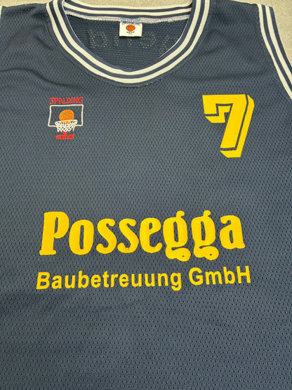 Canotta Basket Vintage Spalding Team Bergheim N.7 Blu Navy - Taglia XXL, come nuova
