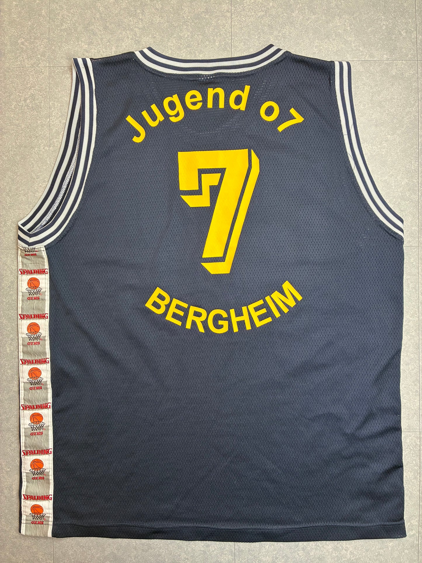 Canotta Basket Vintage Spalding Team Bergheim N.7 Blu Navy - Taglia XXL, come nuova