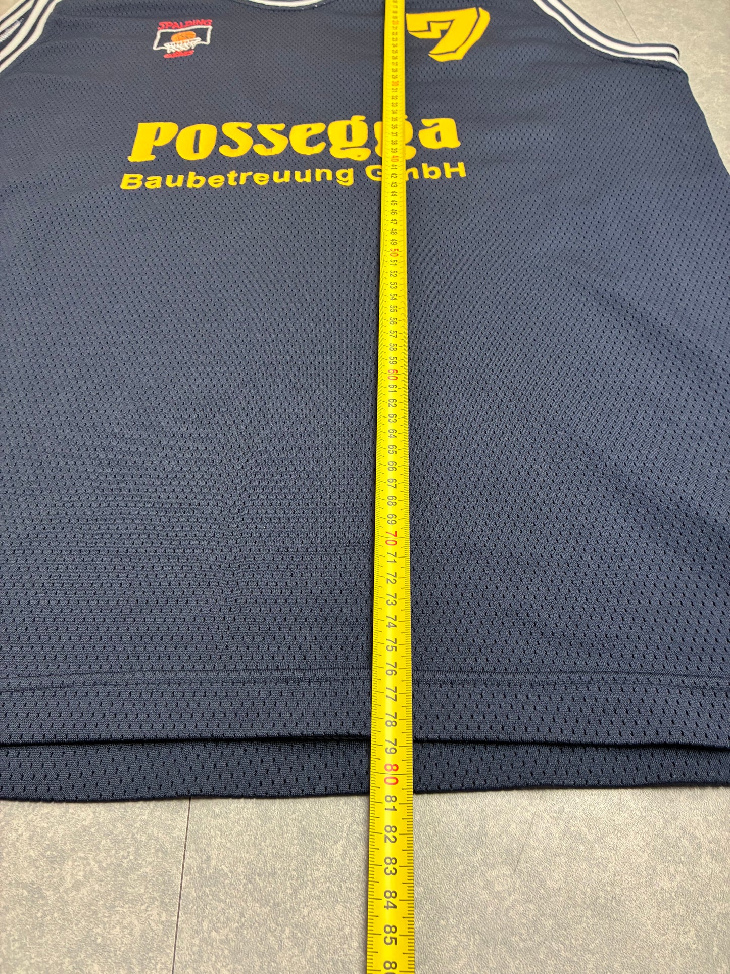 Canotta Basket Vintage Spalding Team Bergheim N.7 Blu Navy - Taglia XXL, come nuova